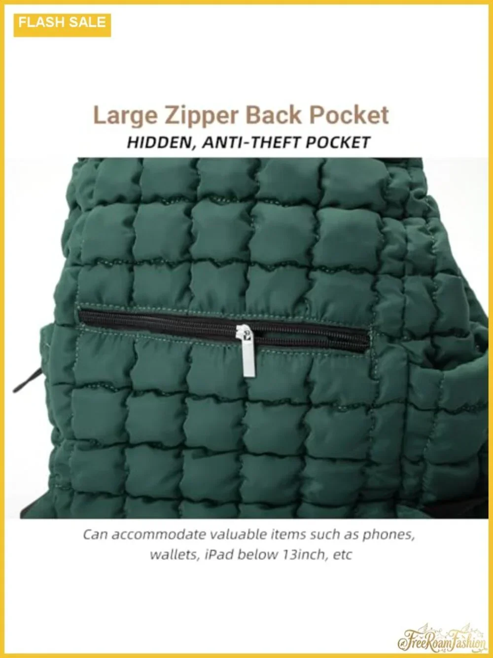 Quilted Puffer Backpack for Women Lightweight Water Resistant Daypack with